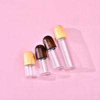 Flacons roll-on miniatures en verre transparent de 1 ml, 2 ml, 3 ml, 5 ml pour sérum, huile essentielle, soins de la peau, cosmétiques, avec bouchon en plastique imitation bois