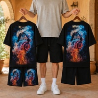 Ensemble assorti 2 pièces pour homme style Hip Hop, respirant, imprimé musical, t-shirt oversize et short décontracté, survêtement urbain d'été