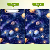 Porte-documents décoratif en plastique avec motifs planètes spatiales, clip discret, pour bureau/école, enseignants, étudiants, format A4 standard, impression UV