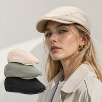 Gorra plana de algodón con logo personalizado para mujer, estilo Ivy Newsboy, color liso, gorra tipo boina con visera de pico de pato, gorro informal para otoño e invierno para mujer