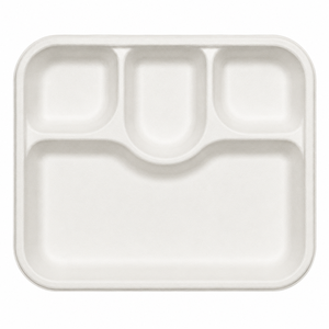 Four Compartment Compostable Eco-Friendly Disposable Sugarcane Bagasse Meal Tray Divided Serving Containers Microwave-Safe - Product Image 3