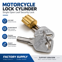 Cylindre de serrure de contact pour moto, à clé simple, antivol, 2 clés, noyau en laiton, chromé brillant, jaune, serrure ANSI