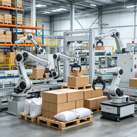 Bras de robot de palettisation industrielle, palettiseur automatique à 4/6 axes pour l'empilage de cartons, sacs, boîtes, emballages, manutention de matériaux