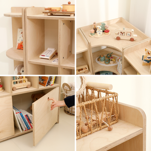 Wooden Montessori Toy Shelf Combo Set Kids Open <strong>Bookcase</strong> 2 Unit Toddler Organizer <strong>Nursery</strong> Playroom Kindergarten Furniture - Product Image 4