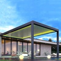 Pérgola Bioclimática Retráctil de Aluminio para Exteriores con Protección UV Impermeable con Clasificación IP65 para Balcón, Patio o Terraza