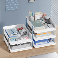 Étagère de rangement de bureau rectangulaire A4 amovible pour livres et dossiers, avec 2 à 4 niveaux, design simple pour usage de bureau