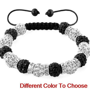 10mm Full Pave Crystal <strong>Bracelet</strong> Handmade Braided Adjustable <strong>Bracelet</strong> Multicolor Rhinestone Clay Bead Ball Wristband - Product Image 6