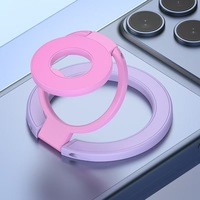 Support de téléphone magnétique double anneau coloré, pliable et rotatif, avec poignée réglable pour smartphone