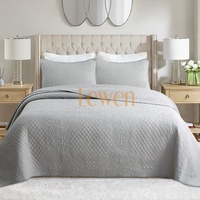 Ensemble de literie léger en microfibre de polyester matelassé solide pour chambre à coucher, antibactérien et ignifuge, 3 pièces, toutes saisons