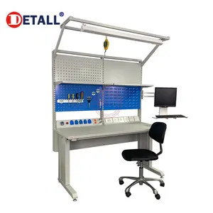 Detall electronic adjustable workbench with cabinet