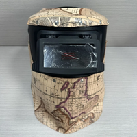 Casque de soudage auto-assombrissant en cuir à motif cartographique vintage avec écran frontal rabattable, finition thermolaquée pour la fabrication automobile