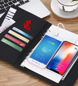 <span class=keywords><strong>Rechargeable</strong></span> en <span class=keywords><strong>cuir</strong></span> A3 Notebook Mobile Power Notepad avec U Disk Chargement sans fil Livre à feuilles mobiles Cadeau de réunion d'affaires - Product Image 1