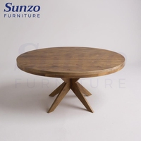 Table ronde en pin rustique, style ferme moderne, table de salle à manger commerciale pour hôtel, banquet et café