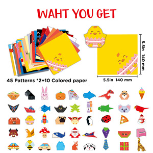 Kit de papier <span class=keywords><strong>origami</strong></span> pour enfants, ensemble de bricolage pour animaux 3D faits à la main avec instructions en anglais, papier pliable coloré et créatif - Product Image 2