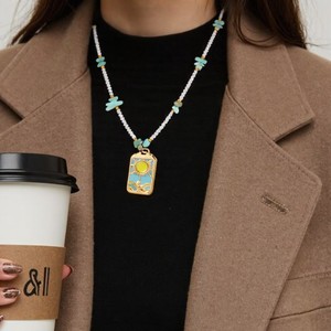 Collier pendentif en acier inoxydable de style européen avec chaîne de perles, thème océan, chaîne de clavicule pour femmes, bijoux de fête - Product Image 2