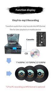 Tocadiscos de vinilo con altavoces externos, reproductor de CD, reproductor y grabador de casetes USB SD, radio - Product Image 4