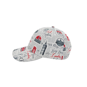 A buon mercato Hip Hop Streetwear Design personalizzato in tutto il giornale stampato in cotone 6 pannelli sport cappello da Baseball cappellino per uomo e donna cappellini - Product Image 4