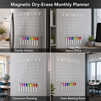 Tableau de planification mensuelle magnétique transparent personnalisé avec 8 marqueurs colorés pour réfrigérateur, maison, bureau, mur, calendrier en acrylique