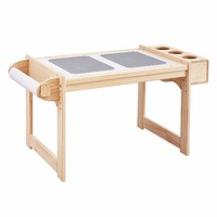 Ensemble table et chaises en bois pour enfants, bureau de jeu avec blocs de construction, jouet éducatif multifonctionnel, mobilier d'activités