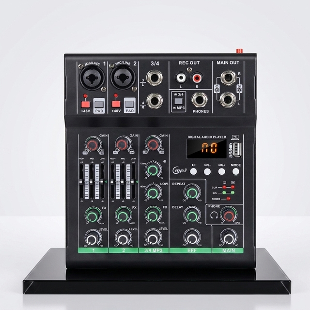 Professional Audio Mixer 4-channel DSP Effects Dj Controller/audio Console Mixer Sound Card Mixer for Stage Live Streaming