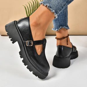 2025 primavera nuevos zapatos individuales Retro de suela gruesa para <span class=keywords><strong>mujer</strong></span>, <span class=keywords><strong>mocasines</strong></span> de estilo británico de gamuza de gran tamaño - Product Image 4