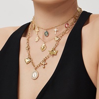 Collier ras du cou Mili en acier inoxydable avec pendentif déesse goutte d'huile et pendentifs multiples, style bambou, bijoux de mode de luxe léger européen et américain