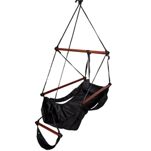 Chaise <span class=keywords><strong>hamac</strong></span> suspendue rembourrée <span class=keywords><strong>avec</strong></span> <span class=keywords><strong>repose</strong></span>-<span class=keywords><strong>pieds</strong></span>, matériel pour Patio, jardin, extérieur et intérieur, capacité de 350 livres (noir) - Product Image 5