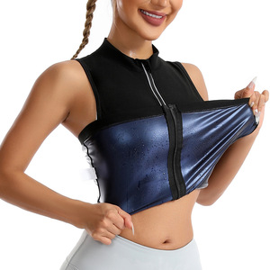 Chaleco Deportivo Moldeador con Cierre y Cuello Alto para Mujer, Traje de Sauna, Chaleco de Sudoración, Fitness, Negro, Azul, en Capas, Delgado, de Cloropreno - Product Image 5