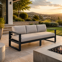Ensemble de mobilier de salon extérieur en aluminium de luxe moderne pour terrasse, résistant aux intempéries, avec canapé et foyer