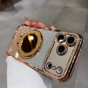 <span class=keywords><strong>Coque</strong></span> <span class=keywords><strong>de</strong></span> <span class=keywords><strong>téléphone</strong></span> transparente <span class=keywords><strong>de</strong></span> luxe <span class=keywords><strong>personnalisée</strong></span> pour iPhone 17 16 15 14 13 12 11 Pro Max avec support miroir brillant en TPU - Product Image 5