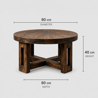 Table basse circulaire Wabi Sabi en bois foncé, pieds en colonne minimalistes, table d'appoint pour salon et appartement