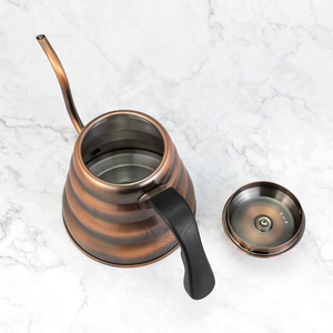 Bouilloire à café pour <span class=keywords><strong>barista</strong></span> en acier inoxydable SS304 de 1,2 <span class=keywords><strong>L</strong></span> avec bec col de cygne, pour préparation manuelle de café filtre, style antique - Product Image 4