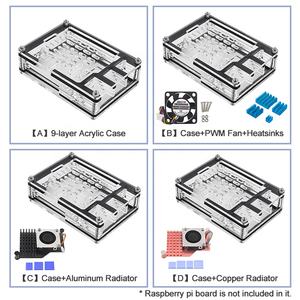 Carcasa de protección de generación Raspberry <span class=keywords><strong>Pi</strong></span> 5, carcasa acrílica de 9 capas compatible con radiadores oficiales Active Cooler para Rpi 5 /5B - Product Image 2