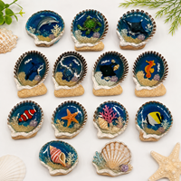 Magnete da Frigo Dipinto a Mano in Resina Ecologica a Forma di Corallo Animale Marino - Collezione Souvenir Oceanico, Regalo Costiero, Ingrosso Personalizzato
