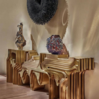 Console moderne en bois massif, couleur et taille personnalisables, meubles de salon, sculpture d'art pour la maison, décoration design