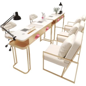 JINCHENG Juego de Mesa y Silla para Uñas, <span class=keywords><strong>Manicura</strong></span> Simple de Mármol Doble, Colores Personalizados Individuales para Tienda de Uñas - Product Image 4