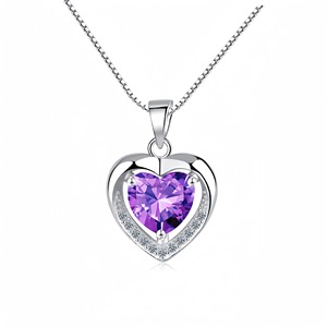 Moda S925 gioielli in argento <span class=keywords><strong>collana</strong></span> <span class=keywords><strong>cuore</strong></span> <span class=keywords><strong>oceano</strong></span> rame placcato argento moda blu regalo anniversario di san valentino - Product Image 2