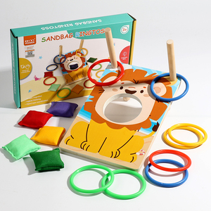 Montessori bébé anneau en bois lancer sac de sable jeu éducatif apprentissage aides pédagogiques Juguetes Para Nias De 9 a <span class=keywords><strong>12</strong></span> jouets pour enfants - Product Image 2