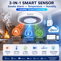 Détecteur de fumée photoélectrique intelligent Aurtron DF36LD, alarme, capteur de protection incendie sans fil LoRaWAN, contrôle par application, surveillance à distance