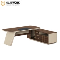 Bureau de direction en forme de 'L' en bois MDF moderne de luxe, bureau de direction de haute qualité, meubles de bureau convertibles