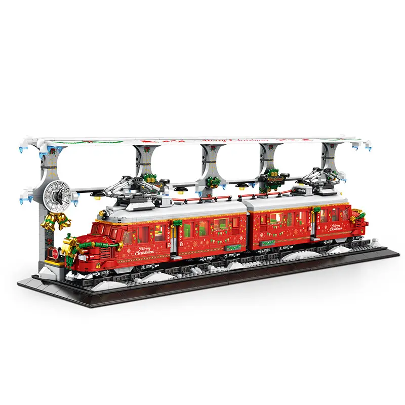 Creator Expert Wintervakantie Kersttrein Bouwstenen Moc Bakstenen Model Met Led Light Cadeau Voor Volwassenen En Tieners