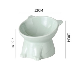 Ceramic <b>Light</b> Green Pet <b>Dogs</b> Cats Bowl High Foot Pet Feeder Bowl for Neck Protection - Product Image 1