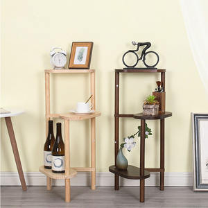 モダンパインウッド3層植物スタンドパウダーコーティング木製コーナーディスプレイラック家庭用苗床用フラワーポット棚リビングガーデン - Product Image 3