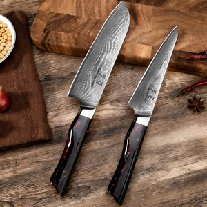 <span class=keywords><strong>Cuchillos</strong></span> de Cocina de Fábrica con Marca Personalizada, Juego de <span class=keywords><strong>Cuchillos</strong></span> de <span class=keywords><strong>Chef</strong></span> de Damasco de 67 Capas, Cuchillo Santoku con Núcleo VG10 en Caja de Regalo, Mango de Resina Roja - Product Image 3