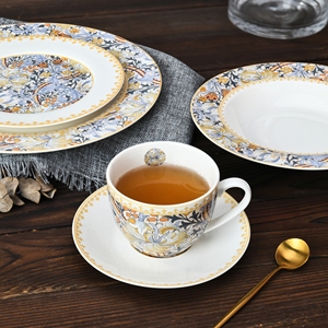 Nouvel ensemble de vaisselle en céramique durable de 20 pièces, motif floral de jardin, assiettes et tasses pour restaurant - Product Image 4
