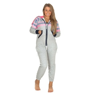 Ensemble d'hiver pour femme en molleton de coton léger, grande taille, design 2-en-1, anti-transpiration, combinaison de survêtement, pyjama, combinaison de nuit, à capuche, pour le jeu - Product Image 3