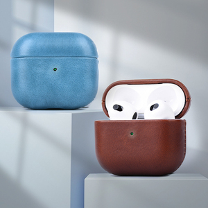 DL High Premium Retro Style Real Cowhide Capa superior Marrón Tapones para los oídos inalámbricos Estuche para auriculares Estuche de diseñador portátil para <span class=keywords><strong>Airpods</strong></span> - Product Image 5