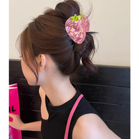 Pince à cheveux personnalisable en PVC, motif fraise créative et mignonne, rose et rouge, idéale pour les femmes