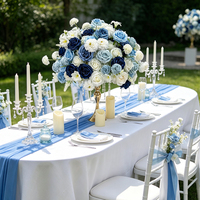 FB1774 Composition florale de mariage faite à la main, bouquet artificiel de ranunculus, roses blanches et bleues, hortensias, boule de fleurs de 50 cm, centre de table