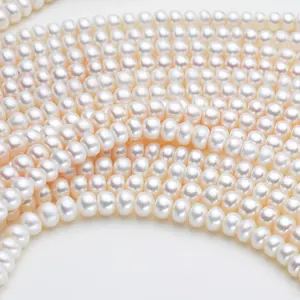 Оптовая продажа, отличный белый цвет 3 мм-12 мм натуральный круглый пресноводный жемчуг прядь для изготовления ювелирных изделий и ожерелья